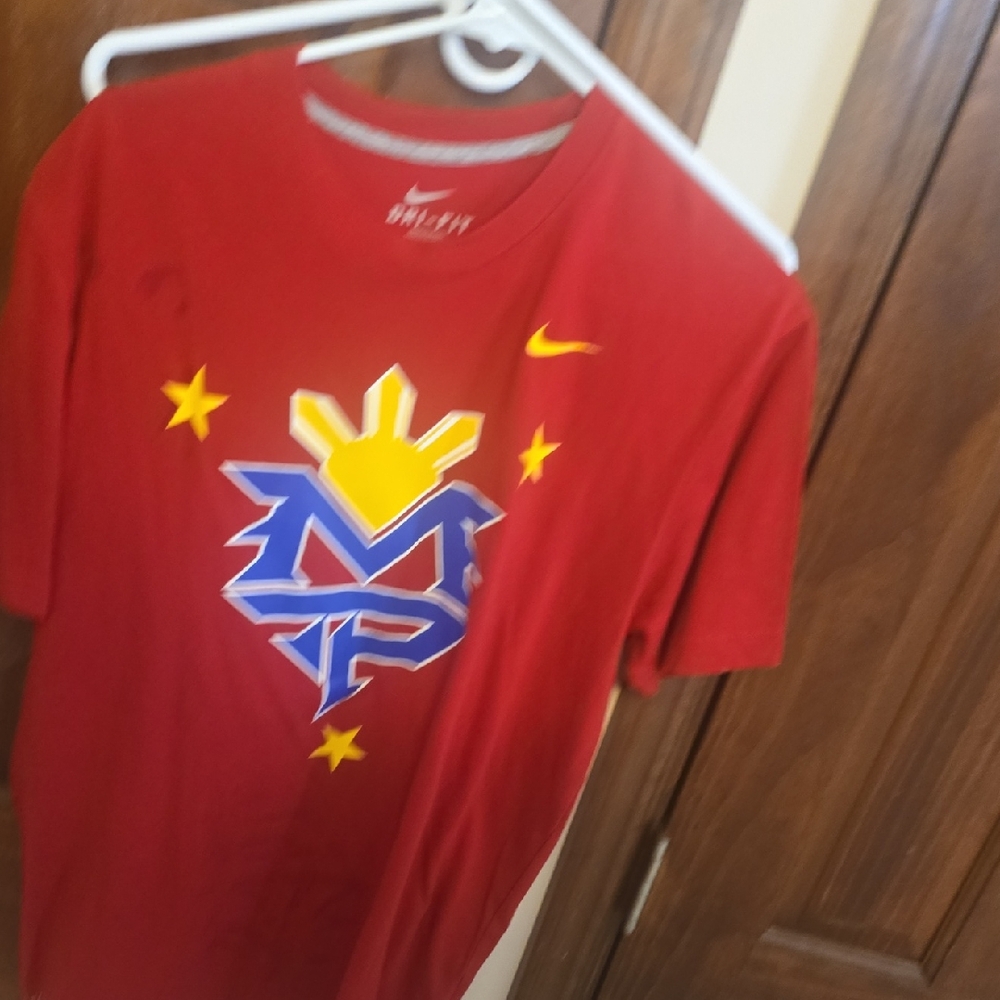 Nike Red Tee with Blue and Yellow Graphic
